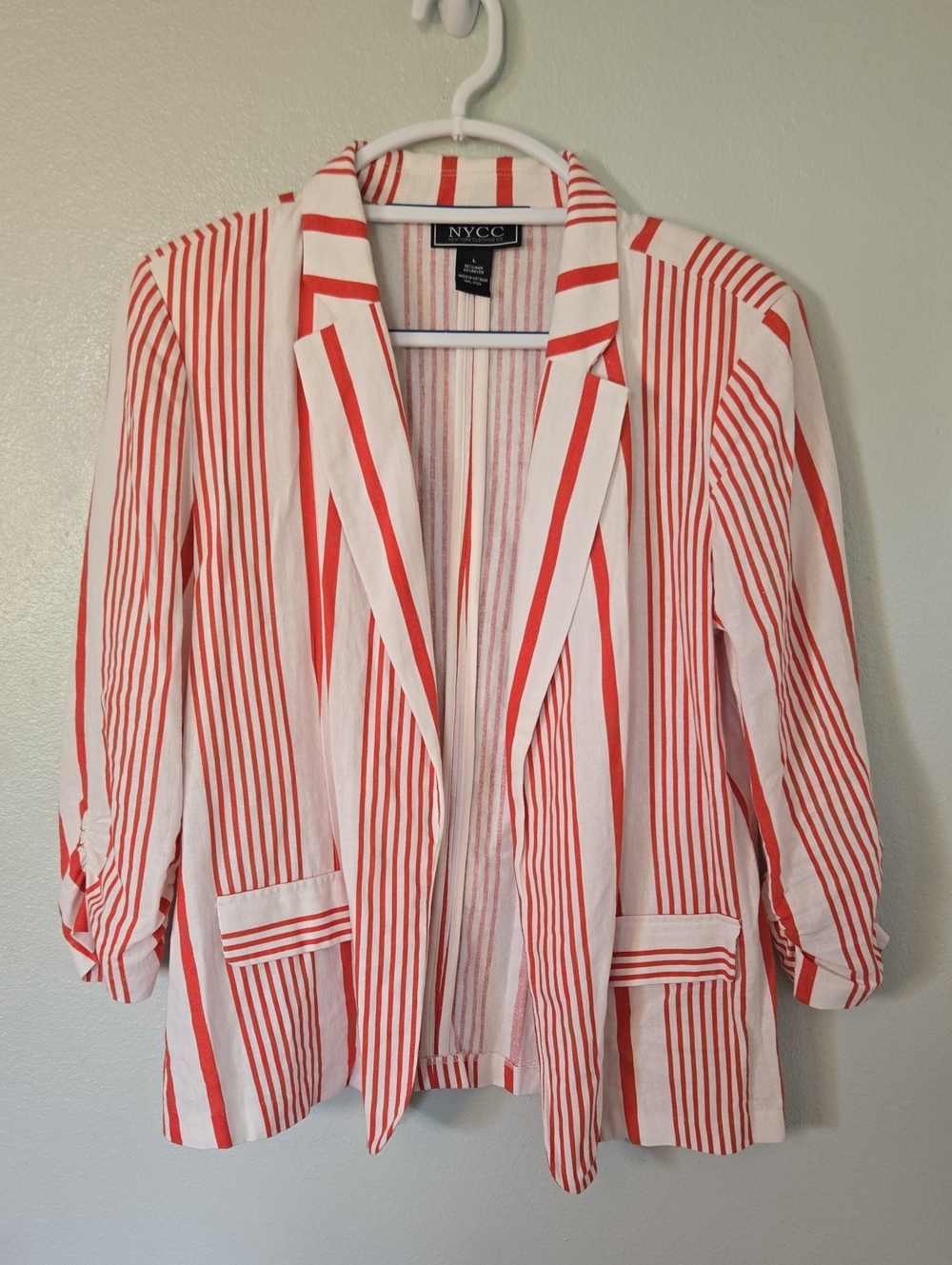 NYCC | Red Striped Linen Blazer Size Large
